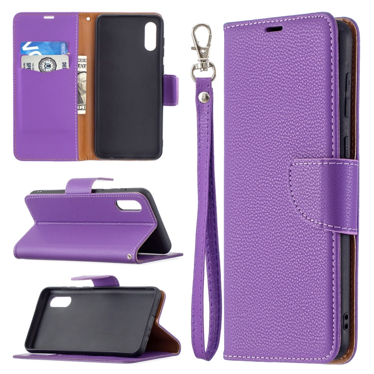 Litchi Texture Pure Color Horizontal Flip Leather Case with Holder & Card Slots & Wallet & Lanyard, For Samsung Galaxy A02