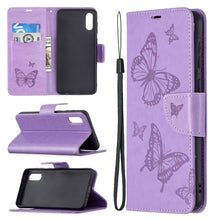 Load image into Gallery viewer, Embossing Two Butterflies Pattern Horizontal Flip PU Leather Case with Holder &amp; Card Slot &amp; Wallet &amp; Lanyard, For Samsung Galaxy A02
