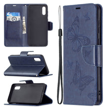 Load image into Gallery viewer, Embossing Two Butterflies Pattern Horizontal Flip PU Leather Case with Holder &amp; Card Slot &amp; Wallet &amp; Lanyard, For Samsung Galaxy A02
