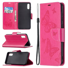 Load image into Gallery viewer, Embossing Two Butterflies Pattern Horizontal Flip PU Leather Case with Holder &amp; Card Slot &amp; Wallet &amp; Lanyard, For Samsung Galaxy A02