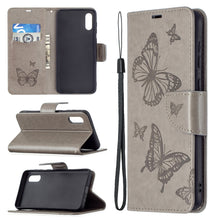 Load image into Gallery viewer, Embossing Two Butterflies Pattern Horizontal Flip PU Leather Case with Holder &amp; Card Slot &amp; Wallet &amp; Lanyard, For Samsung Galaxy A02