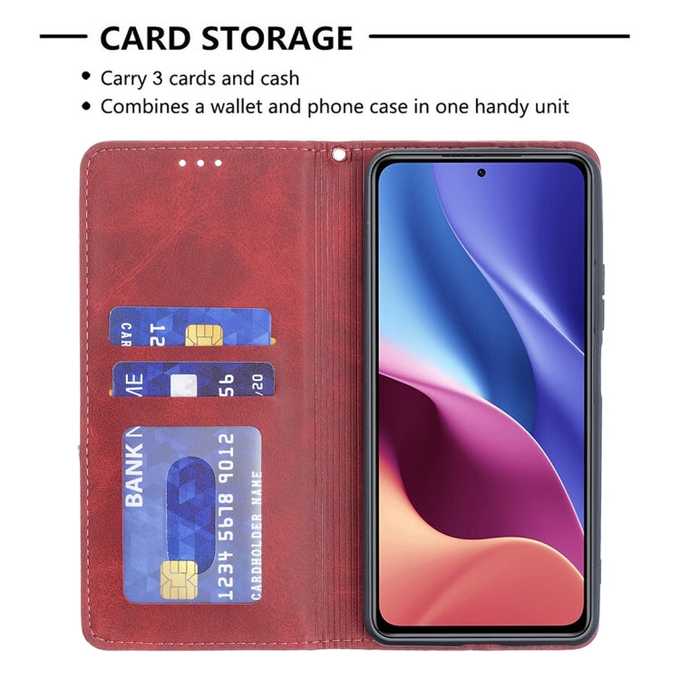 Rhombus Texture Horizontal Flip Magnetic Leather Case with Holder & Card Slots, For Xiaomi Mi 11i / Poco F3 / Redmi K40