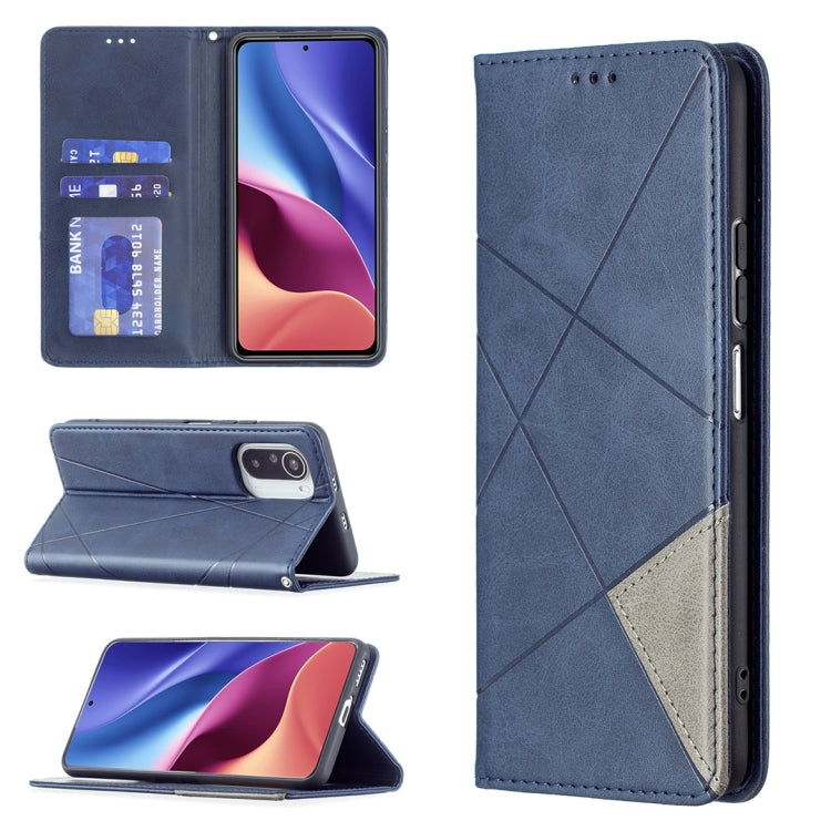 Rhombus Texture Horizontal Flip Magnetic Leather Case with Holder & Card Slots, For Xiaomi Mi 11i / Poco F3 / Redmi K40