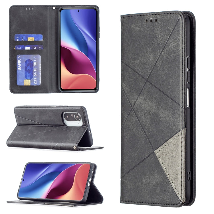 Rhombus Texture Horizontal Flip Magnetic Leather Case with Holder & Card Slots, For Xiaomi Mi 11i / Poco F3 / Redmi K40