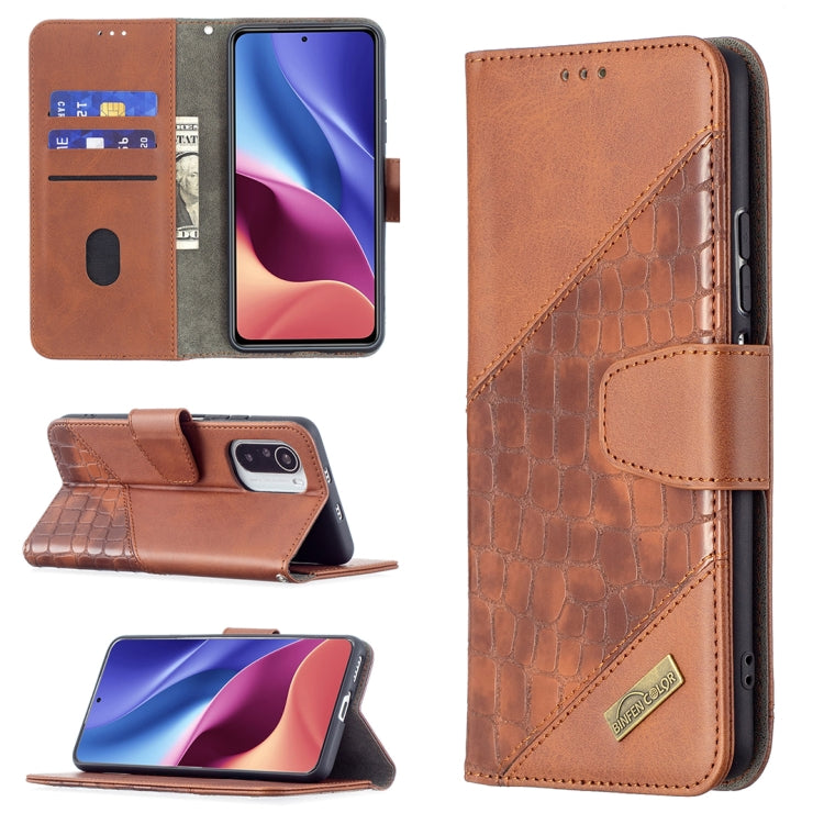 Matching Color Crocodile Texture Horizontal Flip PU Leather Case with Wallet & Holder & Card Slots, For Xiaomi Mi 11i / Poco F3 / Redmi K40