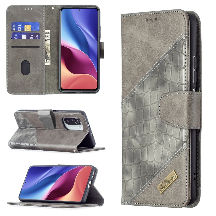 Matching Color Crocodile Texture Horizontal Flip PU Leather Case with Wallet & Holder & Card Slots, For Xiaomi Mi 11i / Poco F3 / Redmi K40
