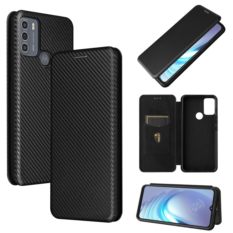 Carbon Fiber Texture Magnetic Horizontal Flip TPU + PC + PU Leather Case with Card Slot, For Motorola Moto G50, For Samsung Galaxy S21 FE