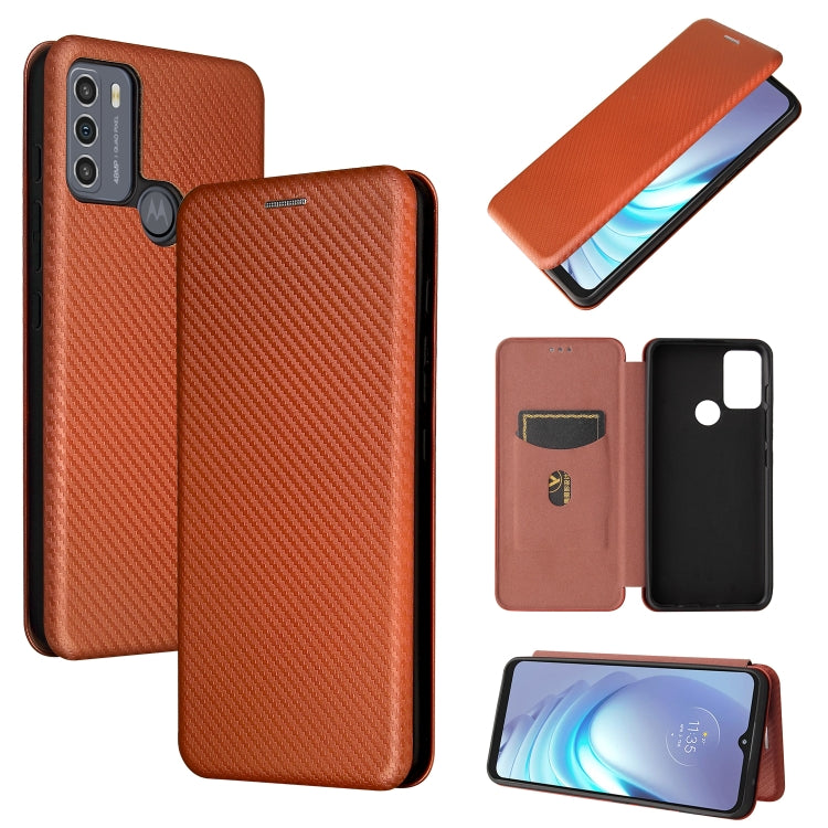 Carbon Fiber Texture Magnetic Horizontal Flip TPU + PC + PU Leather Case with Card Slot, For Motorola Moto G50, For Samsung Galaxy S21 FE