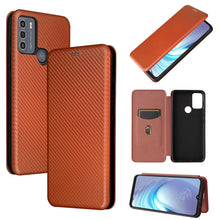 Load image into Gallery viewer, Carbon Fiber Texture Magnetic Horizontal Flip TPU + PC + PU Leather Case with Card Slot, For Motorola Moto G50, For Samsung Galaxy S21 FE