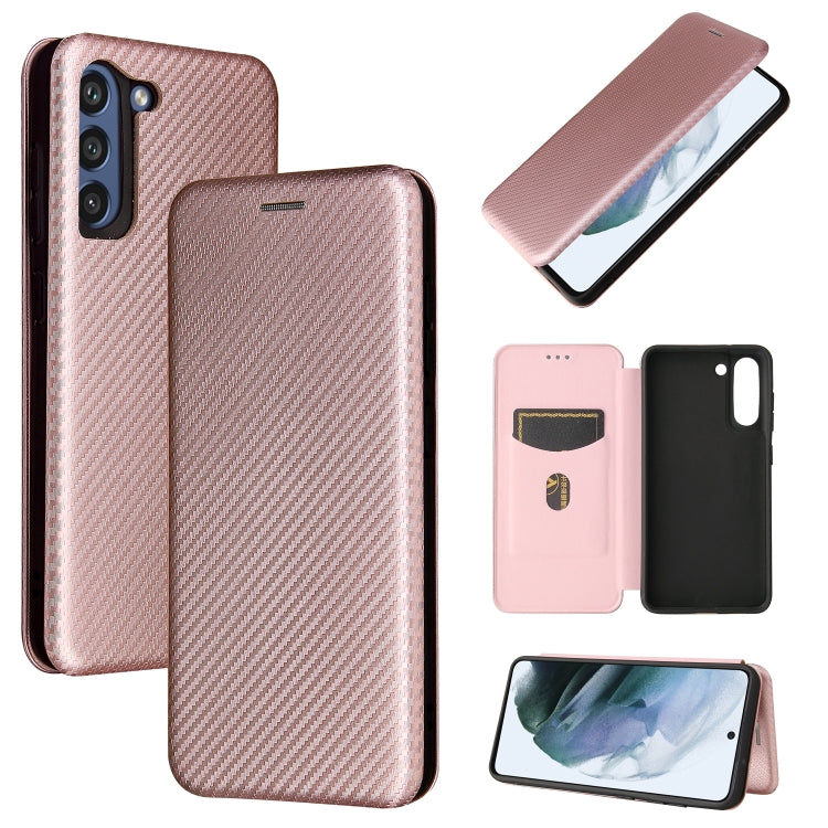 Carbon Fiber Texture Magnetic Horizontal Flip TPU + PC + PU Leather Case with Card Slot, For Motorola Moto G50, For Samsung Galaxy S21 FE