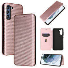 Load image into Gallery viewer, Carbon Fiber Texture Magnetic Horizontal Flip TPU + PC + PU Leather Case with Card Slot, For Motorola Moto G50, For Samsung Galaxy S21 FE