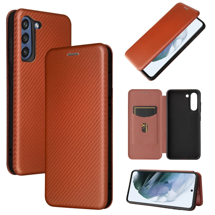 Carbon Fiber Texture Magnetic Horizontal Flip TPU + PC + PU Leather Case with Card Slot, For Motorola Moto G50, For Samsung Galaxy S21 FE