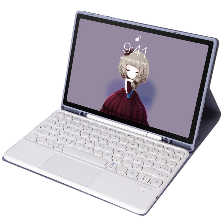 YT098B-A Detachable Candy Color Skin Feel Texture Round Keycap Bluetooth Keyboard Leather Case with Touch Control For iPad Air 11 2024 / 2025 / Air 4 10.9 2020 / Air 5 10.9 2022 (Purple), For iPad Air 11 2024 / 2025 / Air 2020 10.9                     ...