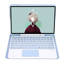 Load image into Gallery viewer, YT098B-A Detachable Candy Color Skin Feel Texture Round Keycap Bluetooth Keyboard Leather Case with Touch Control For iPad Air 11 2024 / 2025 / Air 4 10.9 2020 / Air 5 10.9 2022 (Purple)                                                                  ...