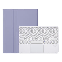 Load image into Gallery viewer, YT098B-A Detachable Candy Color Skin Feel Texture Round Keycap Bluetooth Keyboard Leather Case with Touch Control For iPad Air 11 2024 / 2025 / Air 4 10.9 2020 / Air 5 10.9 2022 (Purple)                                                                  ...