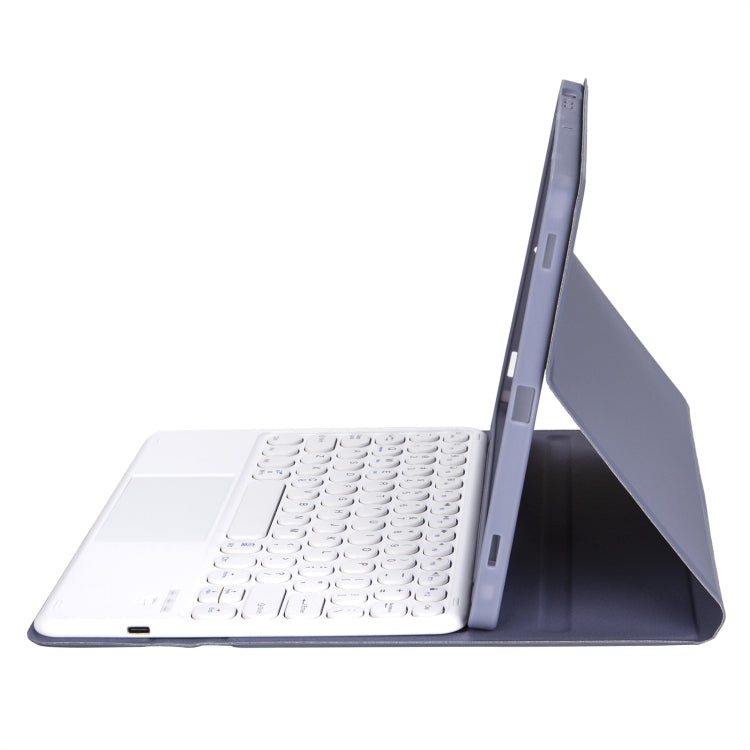 YT098B-A Detachable Candy Color Skin Feel Texture Round Keycap Bluetooth Keyboard Leather Case with Touch Control For iPad Air 11 2024 / 2025 / Air 4 10.9 2020 / Air 5 10.9 2022 (Purple)                                                                  ...