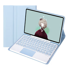 Load image into Gallery viewer, YT098B-A Detachable Candy Color Skin Feel Texture Round Keycap Bluetooth Keyboard Leather Case with Touch Control For iPad Air 11 2024 / 2025 / Air 4 10.9 2020 / Air 5 10.9 2022 (Purple)                                                                  ...