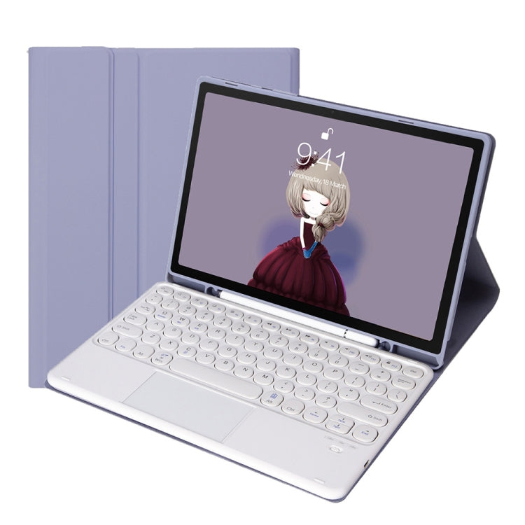 YT098B-A Detachable Candy Color Skin Feel Texture Round Keycap Bluetooth Keyboard Leather Case with Touch Control For iPad Air 11 2024 / 2025 / Air 4 10.9 2020 / Air 5 10.9 2022 (Purple), For iPad Air 11 2024 / 2025 / Air 2020 10.9                     ...