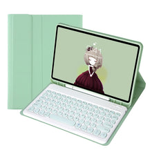 Load image into Gallery viewer, YT11B Detachable Candy Color Skin Feel Texture Round Keycap Bluetooth Keyboard Leather Case For iPad Air 4 2020 / Air 5 2022 / Pro 11 inch 2022 / 2021 / 2020 / 2018(White Ice), For iPad 9.7 inch 2018 &amp; 2017 / Pro 9.7 inch / Air 2 / Air                 ...