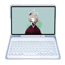 Load image into Gallery viewer, YT11B Detachable Candy Color Skin Feel Texture Round Keycap Bluetooth Keyboard Leather Case For iPad Air 4 2020 / Air 5 2022 / Pro 11 inch 2022 / 2021 / 2020 / 2018(White Ice), For iPad 9.7 inch 2018 &amp; 2017 / Pro 9.7 inch / Air 2 / Air                 ...