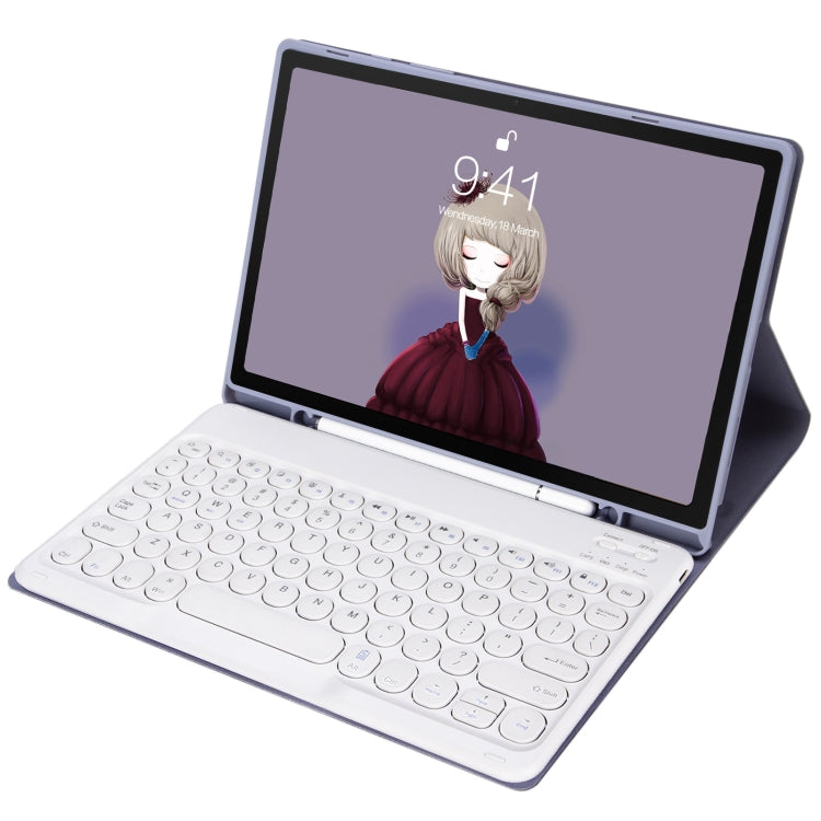 YT11B Detachable Candy Color Skin Feel Texture Round Keycap Bluetooth Keyboard Leather Case For iPad Air 4 2020 / Air 5 2022 / Pro 11 inch 2022 / 2021 / 2020 / 2018(White Ice), For iPad 9.7 inch 2018 & 2017 / Pro 9.7 inch / Air 2 / Air                 ...