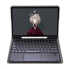Load image into Gallery viewer, YA098B-A Detachable Lambskin Texture Round Keycap Bluetooth Keyboard Leather Case with Touch Control &amp; Pen Slot &amp; Stand, For iPad Air 5 / 4 10.9 inch 2020 / Pro 11 inch 2020 / 2018, For iPad 10.2 (2020) &amp; (2019) / Air 3 10.5 inch / Pro 10.5 inch       ...