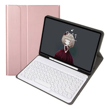Load image into Gallery viewer, YA098B Detachable Lambskin Texture Round Keycap Bluetooth Keyboard Leather Case with Pen Slot &amp; Stand, For iPad Air 5 / 4 10.9 inch 2020 / Pro 11 inch 2020 / 2018, For iPad 10.2 (2020) &amp; (2019) / Air 3 10.5 inch / Pro 10.5 inch                         ...