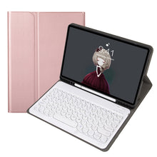 Load image into Gallery viewer, YA098B Detachable Lambskin Texture Round Keycap Bluetooth Keyboard Leather Case with Pen Slot &amp; Stand, For iPad Air 5 / 4 10.9 inch 2020 / Pro 11 inch 2020 / 2018, For iPad 10.2 (2020) &amp; (2019) / Air 3 10.5 inch / Pro 10.5 inch                         ...