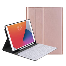 Load image into Gallery viewer, YA098B Detachable Lambskin Texture Round Keycap Bluetooth Keyboard Leather Case with Pen Slot &amp; Stand, For iPad Air 5 / 4 10.9 inch 2020 / Pro 11 inch 2020 / 2018, For iPad 10.2 (2020) &amp; (2019) / Air 3 10.5 inch / Pro 10.5 inch                         ...