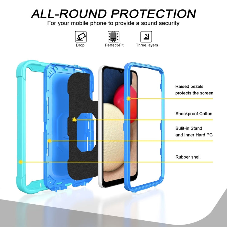PC + Rubber 3-layers Shockproof Protective Case with Rotating Holder, For Samsung Galaxy A02s, For Samsung Galaxy A12 5G, For Samsung Galaxy A32 5G, For Samsung Galaxy A72 5G / 4G