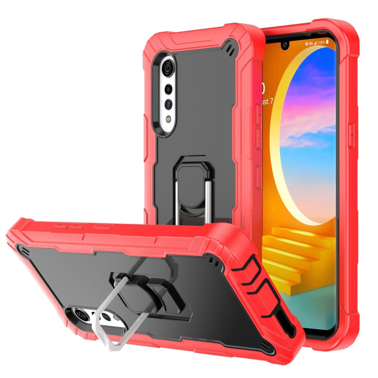 PC + Rubber 3-layers Shockproof Protective Case with Rotating Holder, For Samsung Galaxy S20 FE / FE 5G, For LG Velvet