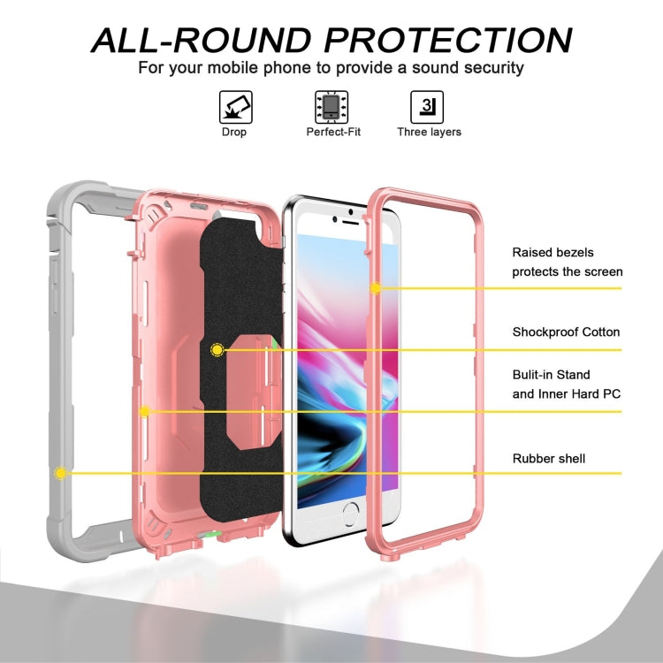 PC + Rubber 3-layers Shockproof Protective Case with Rotating Holder, For iPhone 8 Plus / 7 Plus, For iPhone 11, For iPhone 11 Pro, For iPhone 11 Pro Max
