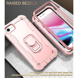 PC + Rubber 3-layers Shockproof Protective Case with Rotating Holder, For iPhone SE 2022 / SE 2020 / 8 / 7, For iPhone XS / X, For iPhone XR, For iPhone XS Max