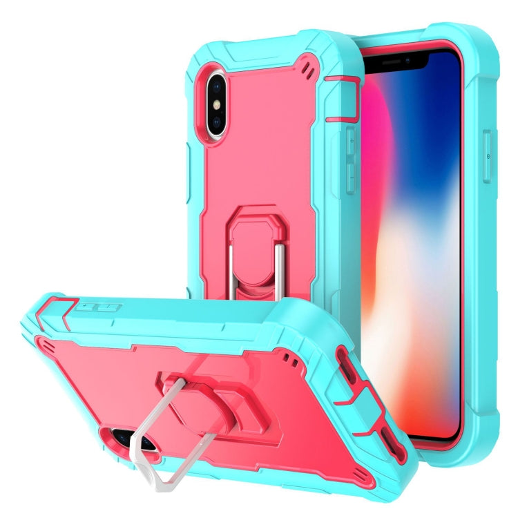 PC + Rubber 3-layers Shockproof Protective Case with Rotating Holder, For iPhone SE 2022 / SE 2020 / 8 / 7, For iPhone XS / X, For iPhone XR, For iPhone XS Max