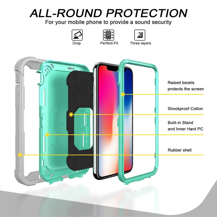 PC + Rubber 3-layers Shockproof Protective Case with Rotating Holder, For iPhone XS / X, For iPhone XR, For iPhone XS Max