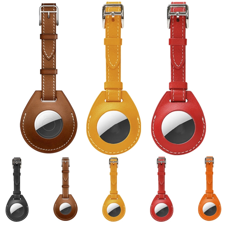 Shockproof Anti-scratch Leather Protective Case Cover with Hang Loop For AirTag, Luggage Tag