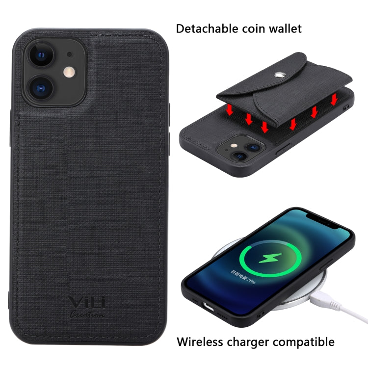 ViLi T Series TPU + PU Woven Fabric Magnetic Protective Case with Wallet, For iPhone 11, For iPhone 11 Pro, For iPhone 11 Pro Max, For iPhone 12 mini, For iPhone 12, For iPhone 12 Pro, For iPhone 12 Pro Max