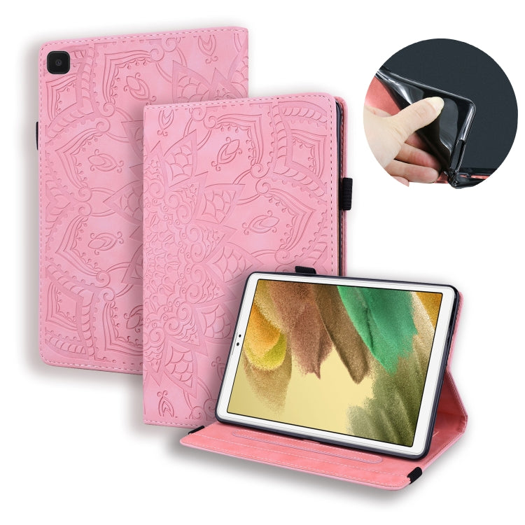 Calf Pattern Double Folding Design Embossed Leather Case with Holder & Card Slots & Pen Slot & Elastic Band, For Samsung Galaxy Tab A7 Lite 8.7 (2021) T220 / T225, For Amazon Fire HD 10 / 10 Plus (2021)
