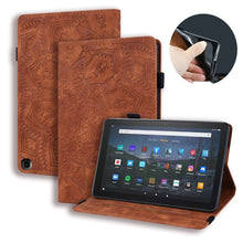 Load image into Gallery viewer, Calf Pattern Double Folding Design Embossed Leather Case with Holder &amp; Card Slots &amp; Pen Slot &amp; Elastic Band, For Samsung Galaxy Tab A7 Lite 8.7 (2021) T220 / T225, For Amazon Fire HD 10 / 10 Plus (2021)