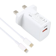 Load image into Gallery viewer, 20W USB-C / Type-C + USB Ports Charger with 100W Type-C to 8 Pin Fast Charging Cable, 1m Type-C to 8 Pin, UK Plug, 1m Type-C to 8 Pin, US Plug, 1m Type-C to 8 Pin, EU Plug, 2m Type-C to 8 Pin, UK Plug, 2m Type-C to 8 Pin, US Plug                       ...