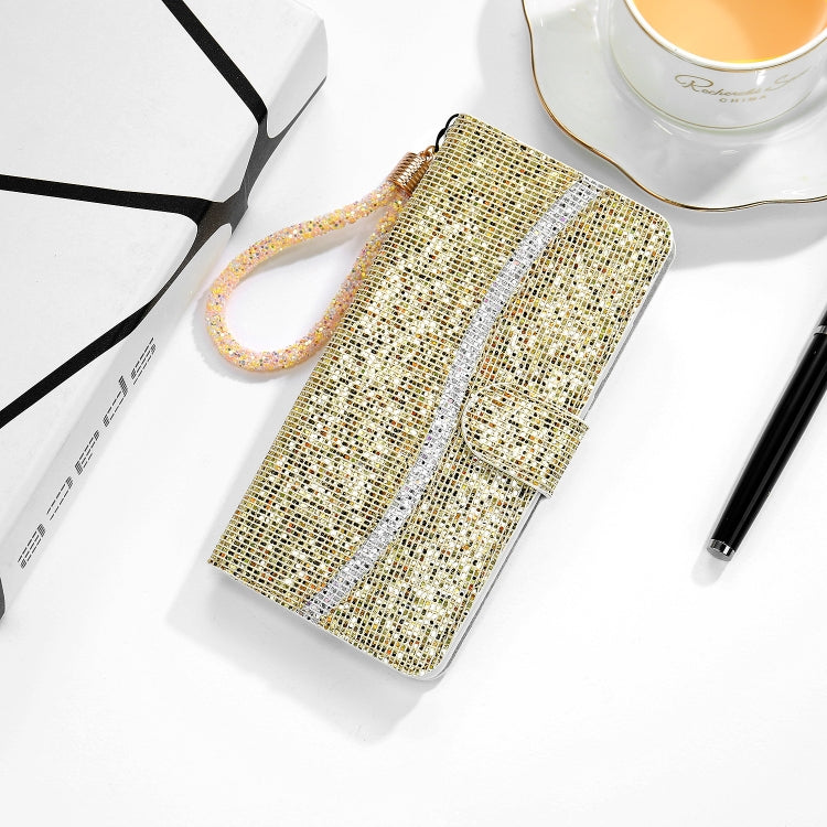Glitter Powder Horizontal Flip Leather Case with Card Slots & Holder & Lanyard, For Samsung Galaxy A22 4G, For Samsung Galaxy A22 5G
