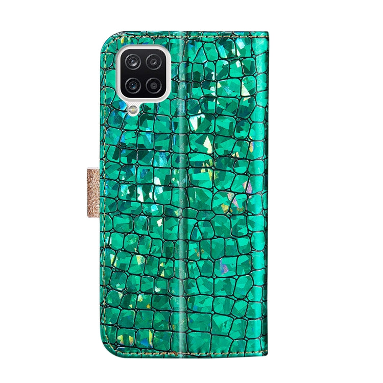Laser Glitter Powder Matching Crocodile Texture Horizontal Flip Leather Case with Card Slots & Holder & Wallet, For Samsung Galaxy A22 4G, For Samsung Galaxy A22 5G