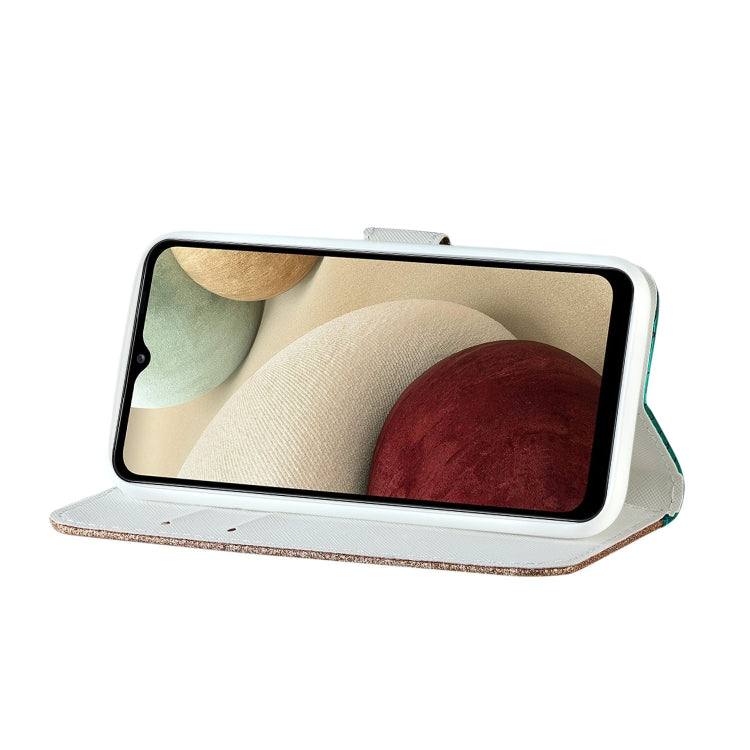 Laser Glitter Powder Matching Crocodile Texture Horizontal Flip Leather Case with Card Slots & Holder & Wallet, For Samsung Galaxy A22 4G, For Samsung Galaxy A22 5G