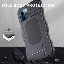 Load image into Gallery viewer, Aluminum Alloy + Silicone Anti-dust Full Body Protection with Holder, For iPhone 12 / 12 Pro, For iPhone 12 Pro Max