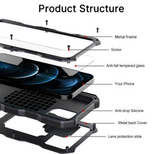 Load image into Gallery viewer, Aluminum Alloy + Silicone Anti-dust Full Body Protection with Holder, For iPhone 12 / 12 Pro, For iPhone 12 Pro Max