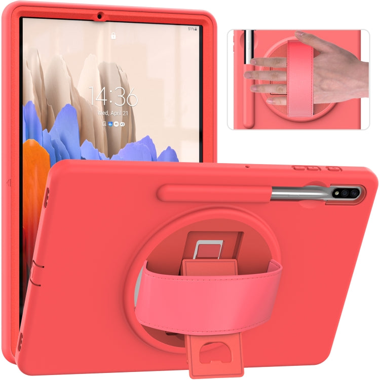 360 Degree Rotation PC + TPU Protective Case with Holder & Hand-strap & Pen Slot, For Samsung Galaxy Tab S8+ / Tab S8 Plus /  Tab S7 FE / Tab S7+ SM-T970