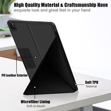 Load image into Gallery viewer, Cloth Texture Multi-folding Horizontal Flip PU Leather Shockproof Case with Holder &amp; Sleep / Wake-up Function, For iPad Pro 12.9 2022 / 2021