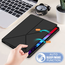 Load image into Gallery viewer, Cloth Texture Multi-folding Horizontal Flip PU Leather Shockproof Case with Holder &amp; Sleep / Wake-up Function, For iPad Pro 12.9 2022 / 2021