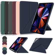Load image into Gallery viewer, Cloth Texture Multi-folding Horizontal Flip PU Leather Shockproof Case with Holder &amp; Sleep / Wake-up Function, For iPad Pro 12.9 2022 / 2021