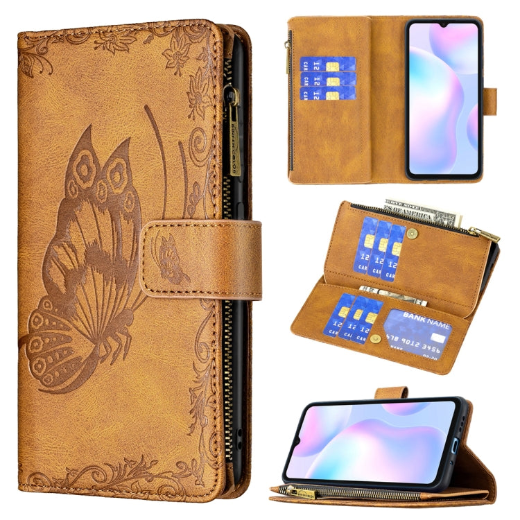 Flying Butterfly Embossing Pattern Zipper Horizontal Flip Leather Case with Holder & Card Slots & Wallet, For Xiaomi Redmi 9A, For Xiaomi Redmi 9C, For Xiaomi Redmi 9, For Xiaomi Redmi Note 10 Pro, For Xiaomi Redmi Note 9 Pro Max, For Xiaomi Redmi Note...